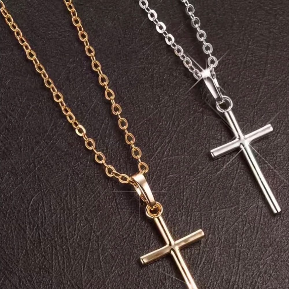Girls Gold cross pendant necklace
